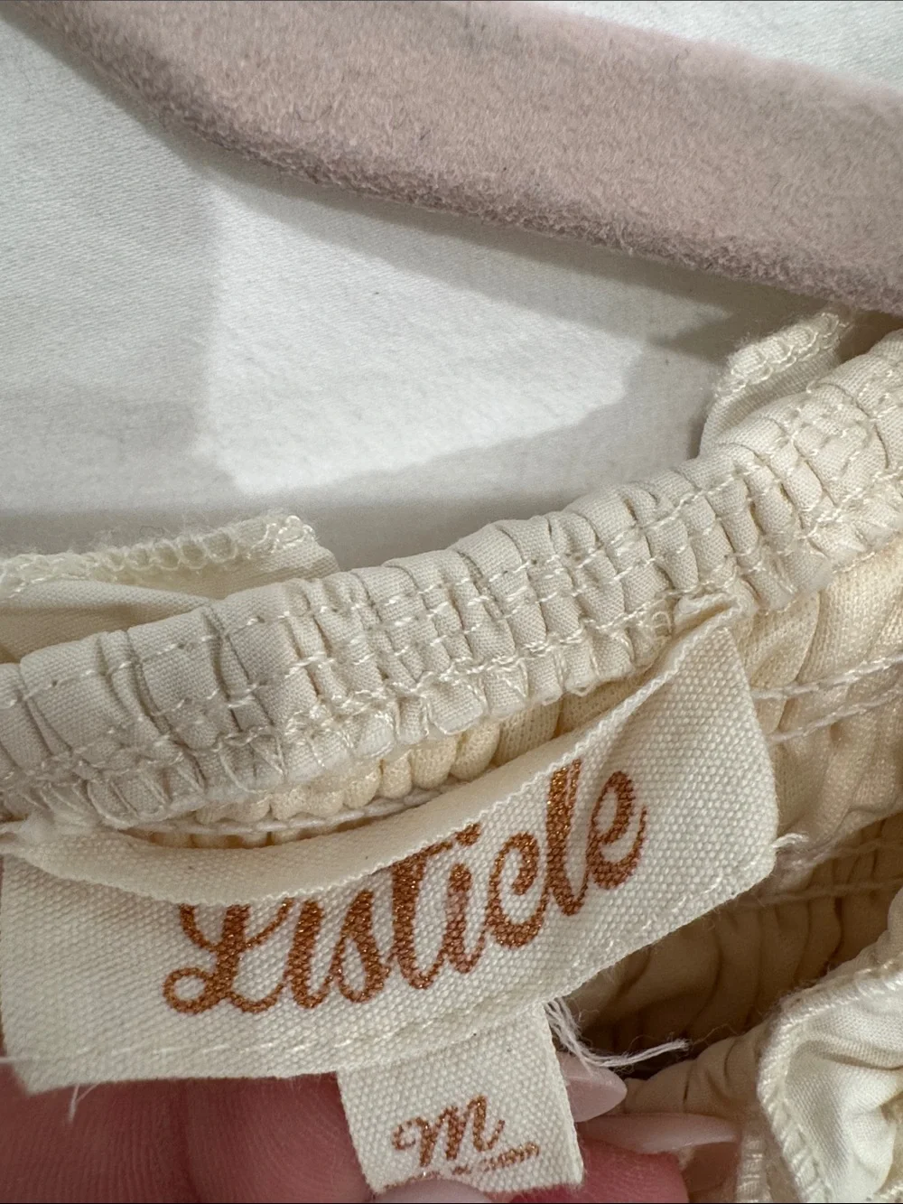 Listicle Cream Smocked Puff Sleeve Midi Dress
